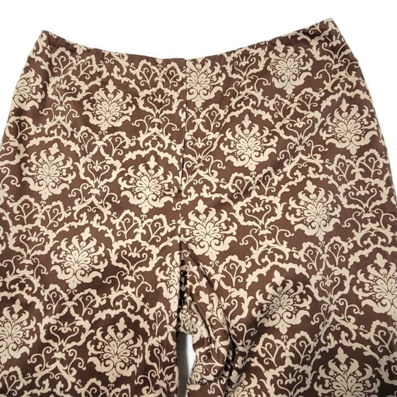 Talbots Womens Size 8 Brown And Tan Print Ankle Pleated Front Pants - Picture 3 of 7